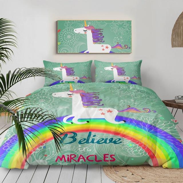 Happy Face Unicorn Bed Set