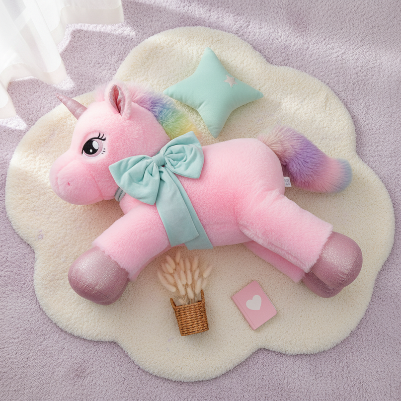 huge unicorn plush - flat-lay