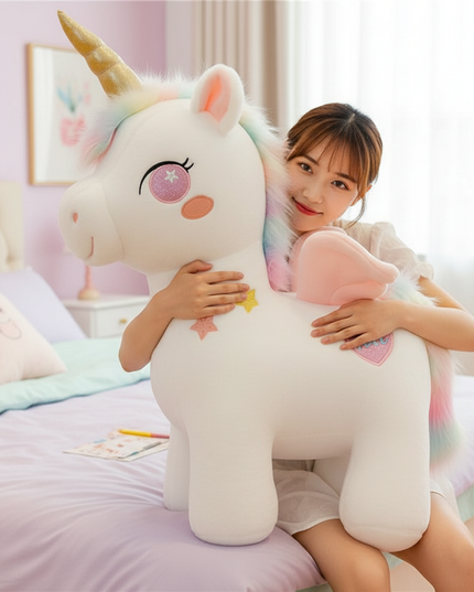 huge unicorn plush stuffed animal - in-use