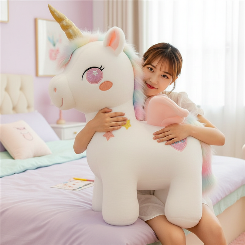 huge unicorn plush stuffed animal - in-use