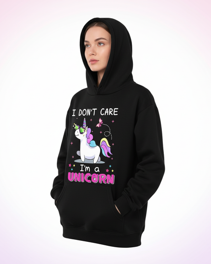 i dont care im a unicorn hoodie - white-bg