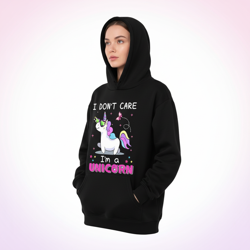 i dont care im a unicorn hoodie - white-bg