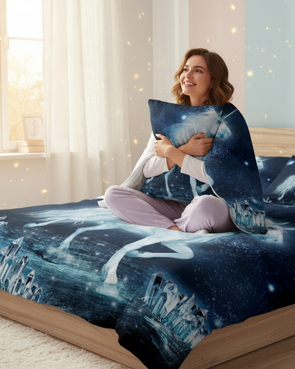 ice crystal unicorn bedding - in-use