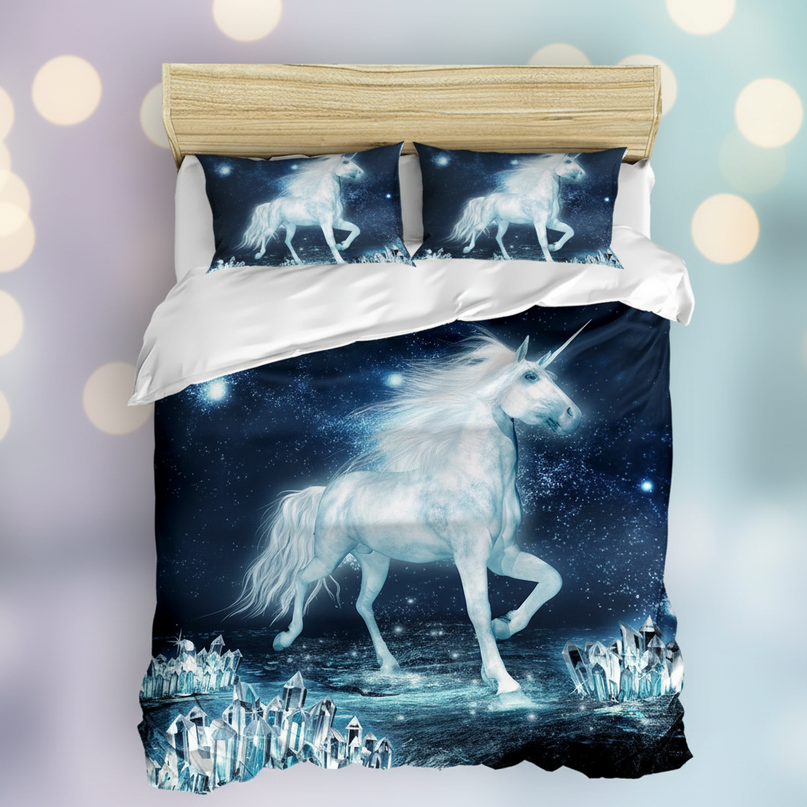 ice crystal unicorn bedding - lifestyle