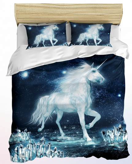 ice crystal unicorn bedding - white-bg