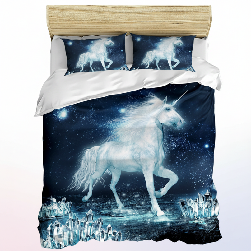 ice crystal unicorn bedding - white-bg