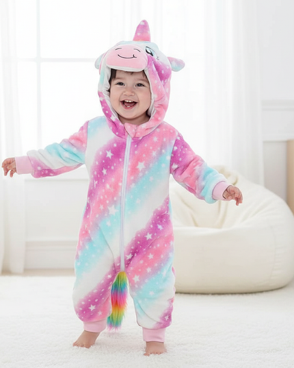 infant unicorn onesie - in-use