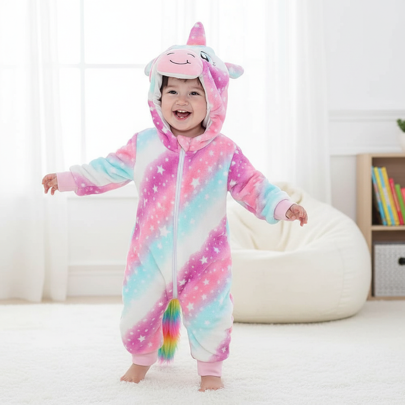 infant unicorn onesie - in-use