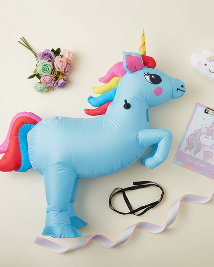 inflatable unicorn ride costume adult - flat-lay