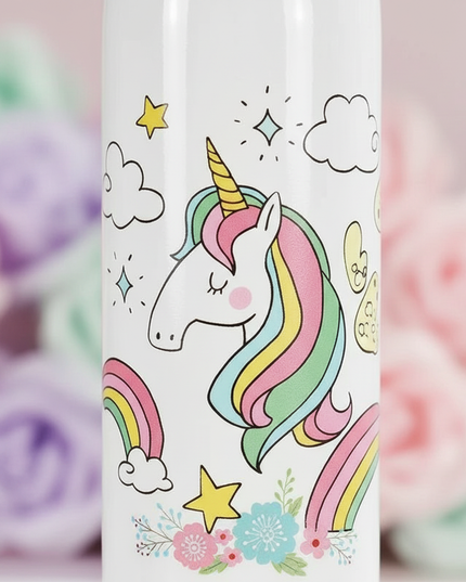 insulated unicorn water bottle - detail