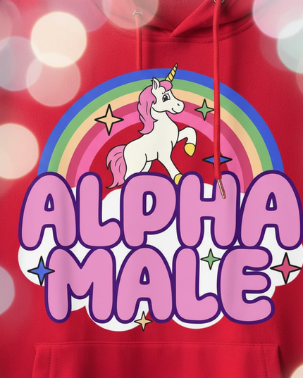 ironic alpha male unicorn hoodie - detail