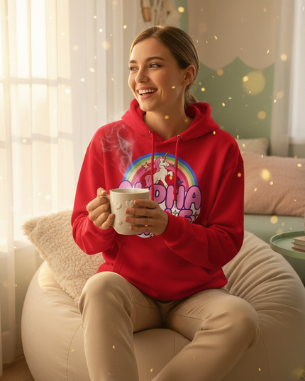 ironic alpha male unicorn hoodie - in-use