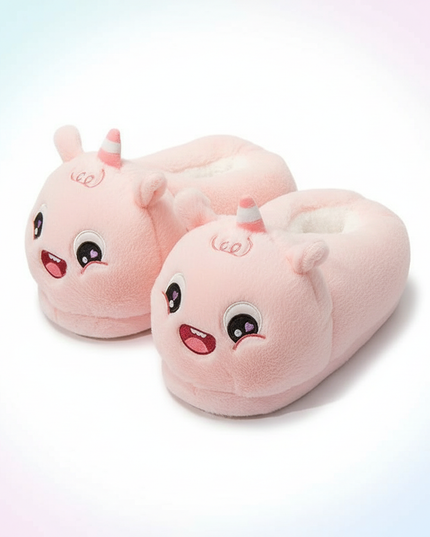 joyful unicorn slippers - white-bg