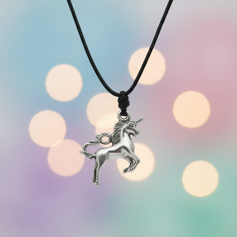 jumping unicorn necklace - lifestyle