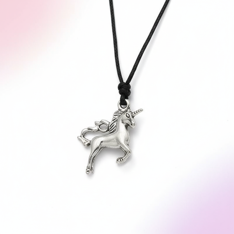 jumping unicorn necklace - white-bg