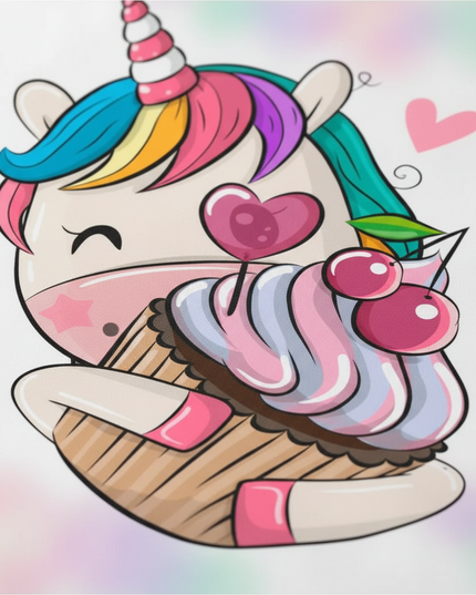 kawaii cupcake love unicorn bedding - detail