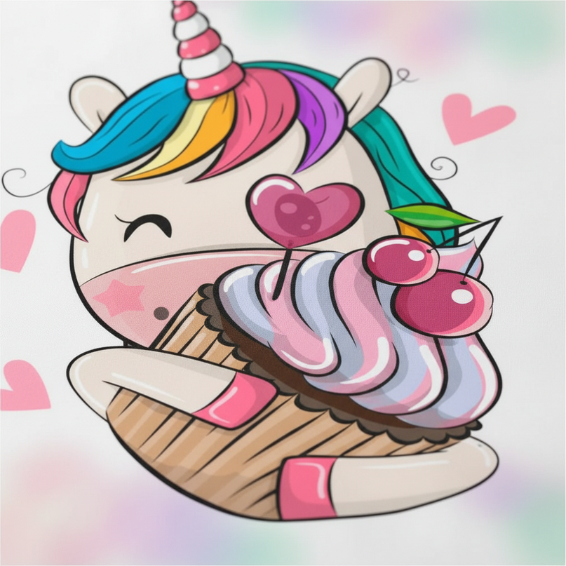 kawaii cupcake love unicorn bedding - detail