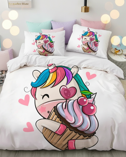 kawaii cupcake love unicorn bedding - lifestyle