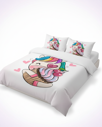 kawaii cupcake love unicorn bedding - white-bg