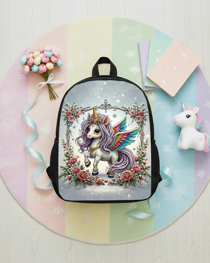 kawaii fairy unicorn kids backpack - flat-lay