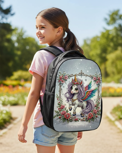 kawaii fairy unicorn kids backpack - in-use