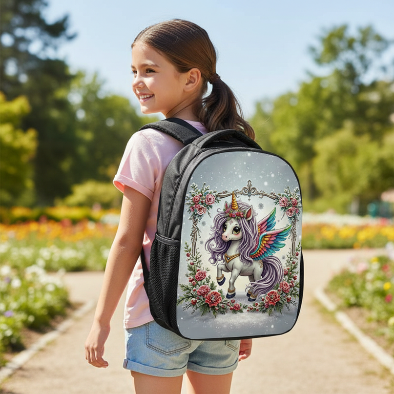 kawaii fairy unicorn kids backpack - in-use