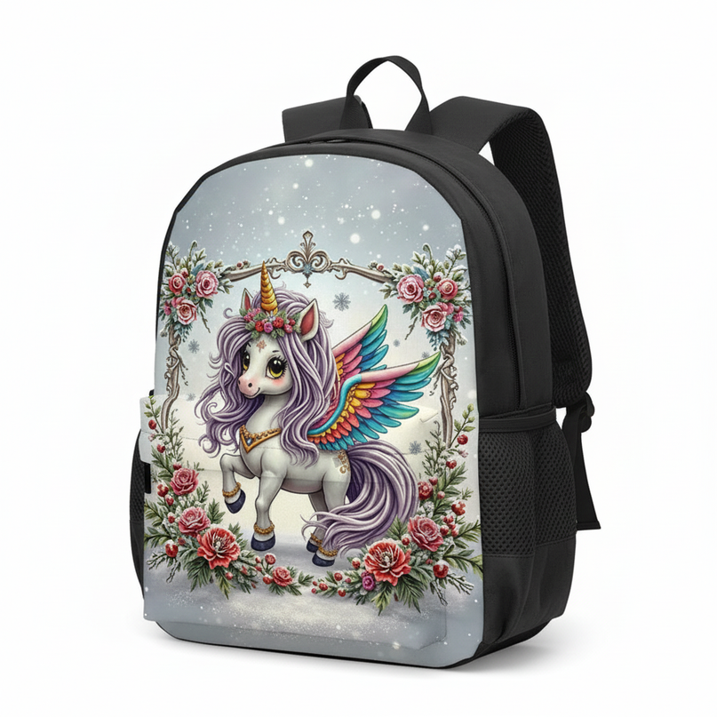 kawaii fairy unicorn kids backpack - white-bg