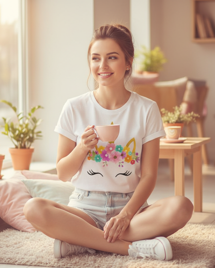 kawaii girl unicorn shirt - in-use