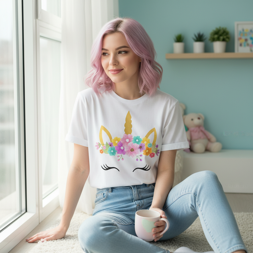 kawaii girl unicorn shirt - lifestyle