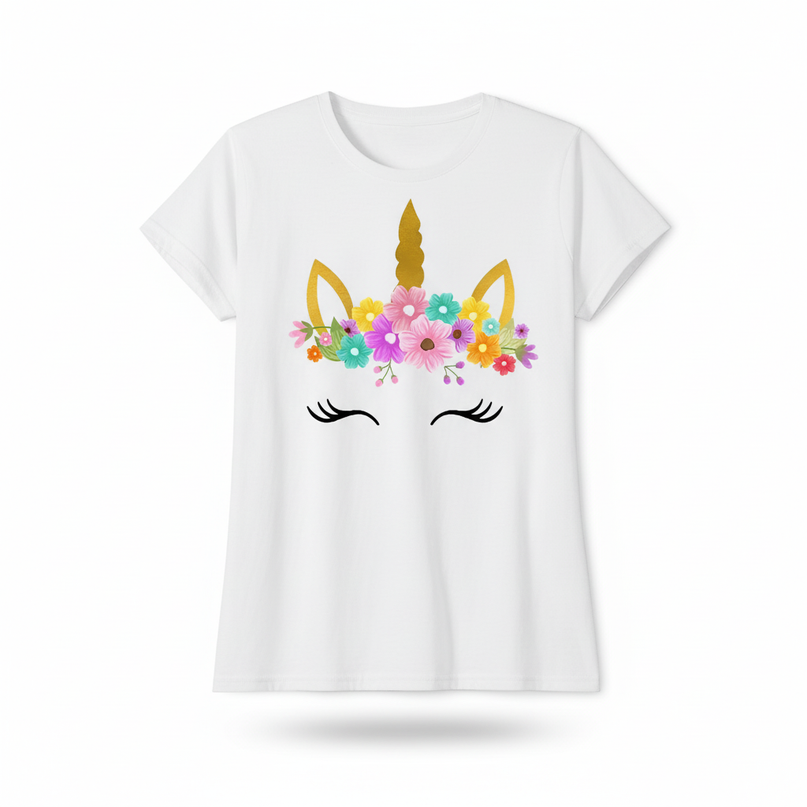 kawaii girl unicorn shirt - white-bg
