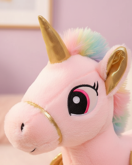 kawaii pink flying unicorn plush - detail