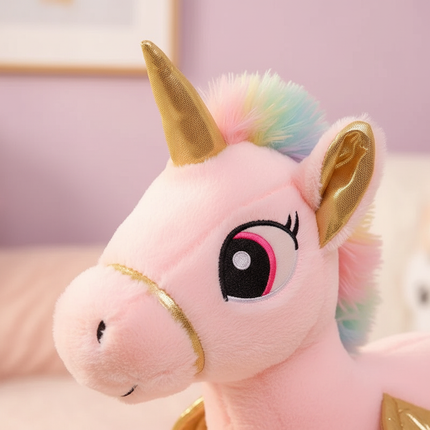 kawaii pink flying unicorn plush - detail