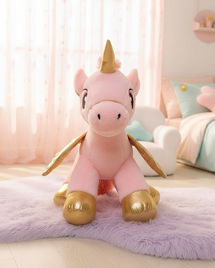 kawaii pink flying unicorn plush - lifestyle