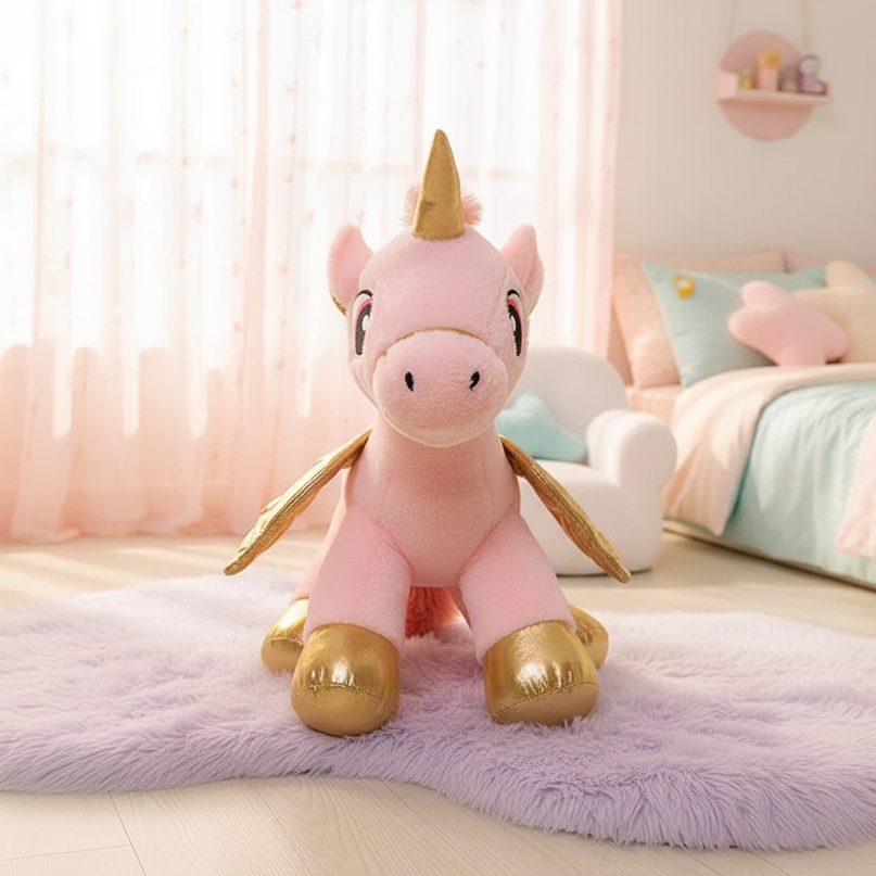 kawaii pink flying unicorn plush - lifestyle