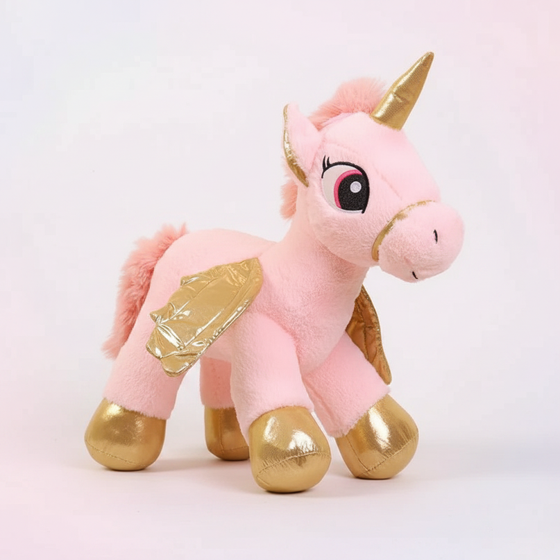 kawaii pink flying unicorn plush - white-bg