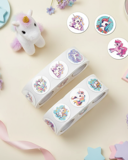 kawaii stickers unicorn - flat-lay