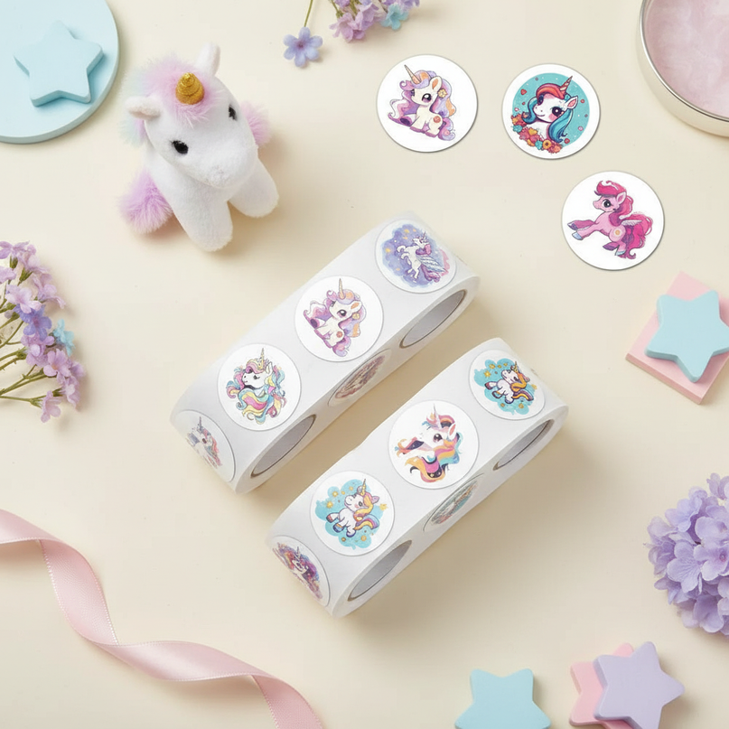 kawaii stickers unicorn - flat-lay