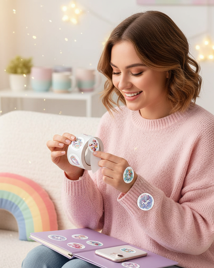 kawaii stickers unicorn - in-use