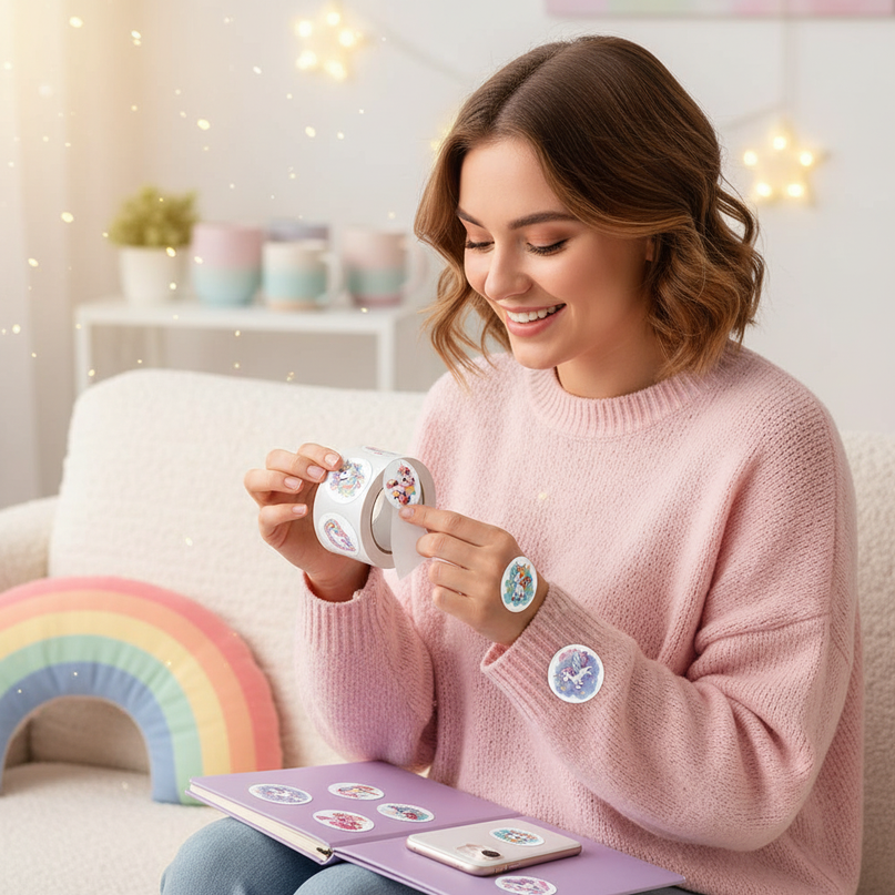 kawaii stickers unicorn - in-use