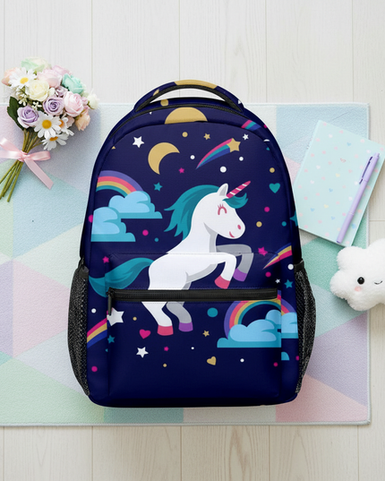 kawaii unicorn backpack - flat-lay