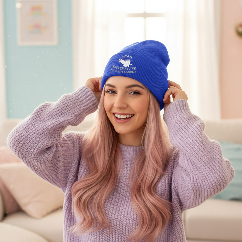 kawaii unicorn beanie - in-use