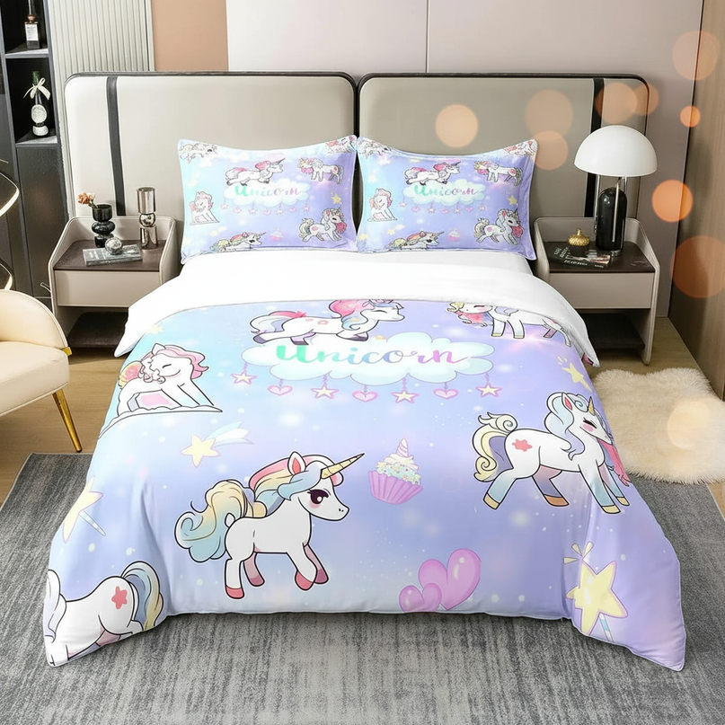 kawaii unicorn bedding - lifestyle