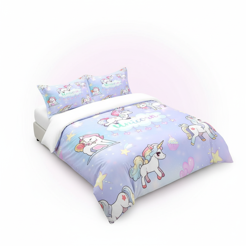 kawaii unicorn bedding - white-bg