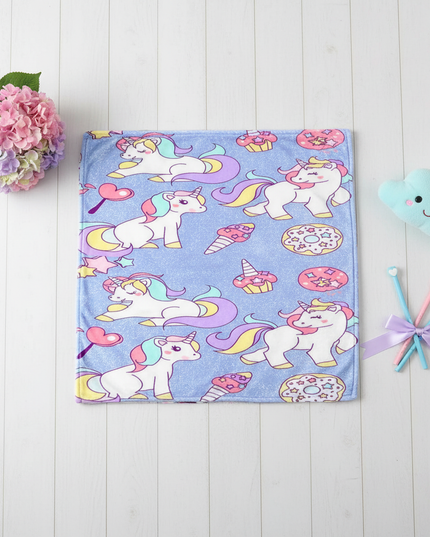 kawaii unicorn blanket - flat-lay
