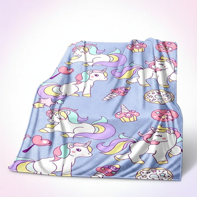 kawaii unicorn blanket - white-bg
