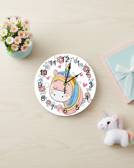 kawaii unicorn clock - flat-lay