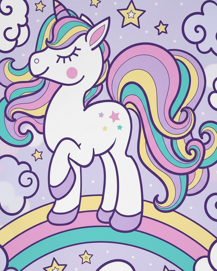 kawaii unicorn curtains - detail