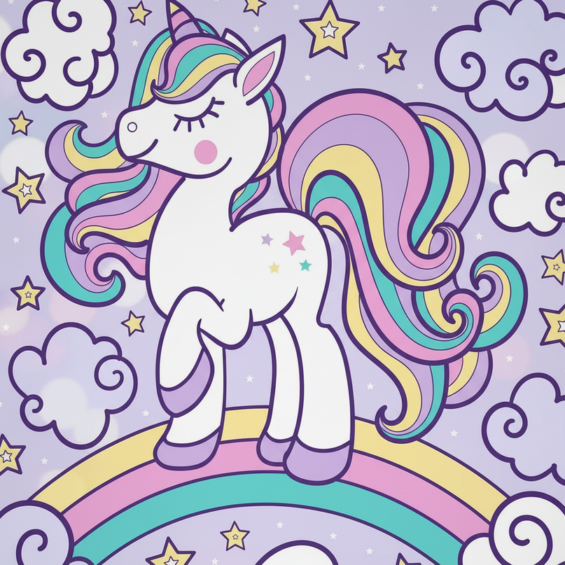 kawaii unicorn curtains - detail