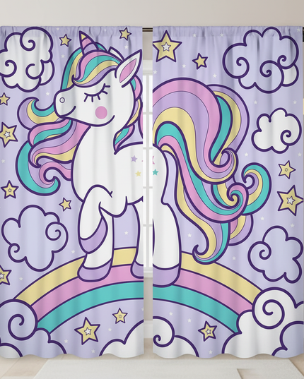 kawaii unicorn curtains - lifestyle