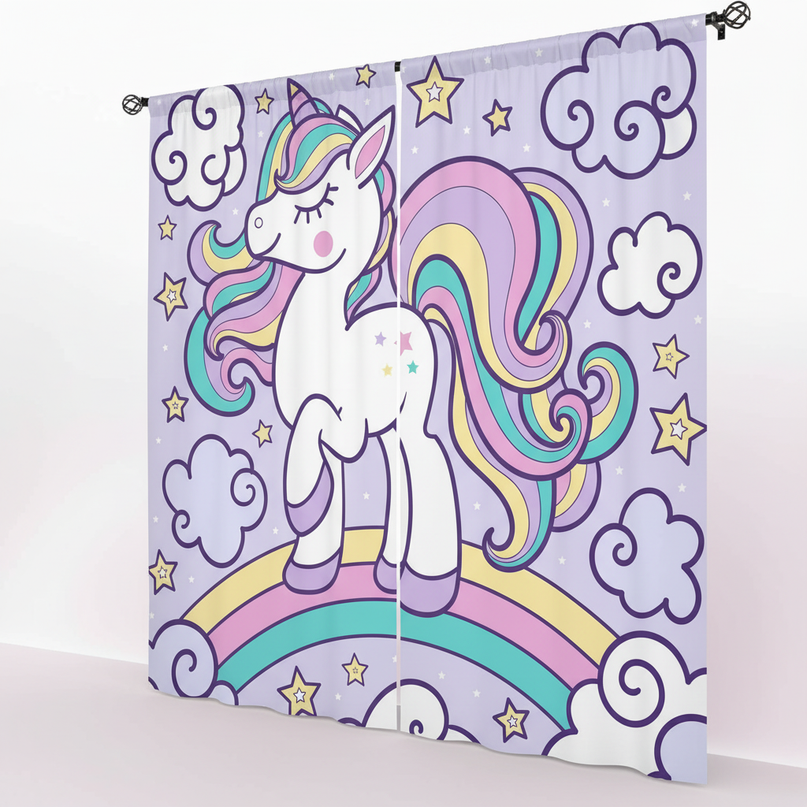 kawaii unicorn curtains - white-bg